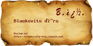 Blaskovits Örs névjegykártya